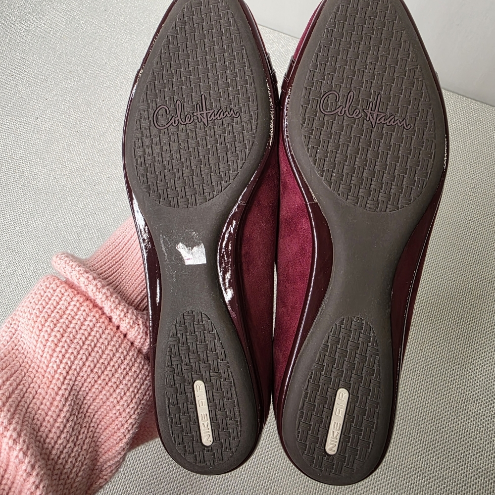 Cole Haan Nike Air Burgundy Suede Ballet Flats Buckle Detail 7.5B - Picture 7 of 8